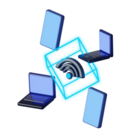 3D IoT With Multiple Devices Icon Render Illustration png