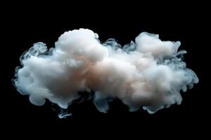 Abstract white smoke cloud on black background, visual effect element for blending modes and modern design overlays photo