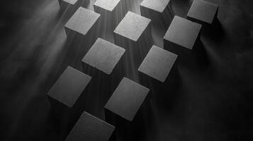 Dark Cubes Illuminated, Abstract Background, Technology Concept photo
