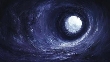 Dark swirling vortex tunnel leading to light photo