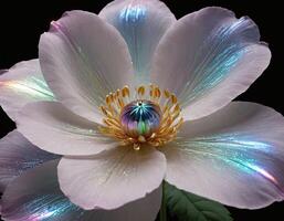 Luxury jewelry flower design with iridescent gem petals isolated on a clean background, perfect for high-end branding, fashion accessories, and elegant luxury visual projects photo