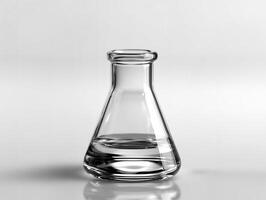 Empty glass Erlenmeyer flask on a clean white background photo