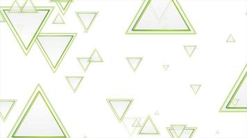 Grey and green triangles abstract geometric tech motion background video