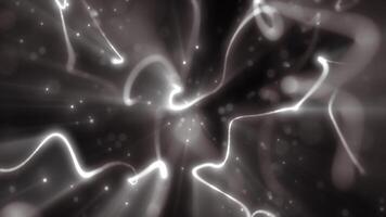 Smooth monochromatic white light trails flowing across a dark background, forming elegant waves and digital motion paths video