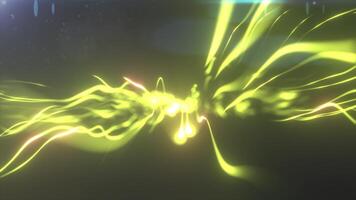 Green streaks of electric light flowing dynamically through darkness, representing energy and motion video
