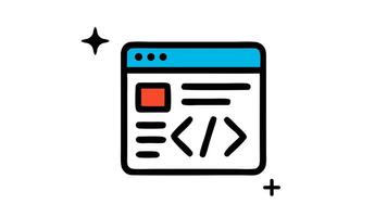 Coding interface stylized web browser with code snippets UI elements looping animation video