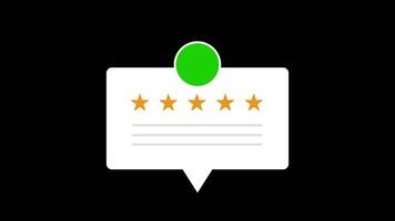 animation customer feedback with five stars and comment.animated customer satisfaction rating with green screen profil video