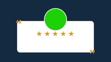 Animated customer review showing good star rating with copy space for comment, ideal for testimonials, feedback messages, and notifications video