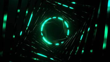turquesa fantástico espaço com volta brilhando néon portal fundo vj ciclo dentro 4k video