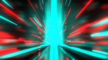 Red and Turquoise Narrow Tall Futuristic Corridor with Abstract Neon Light Background VJ Loop in 4K video