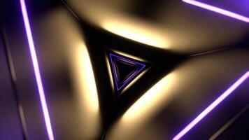 Yellow and Purple Mystical Flashing Triangle Corridor Background VJ Loop in 4K video