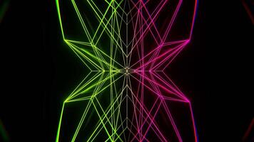 luz verde e Rosa abstrato comovente néon linhas fundo vj ciclo dentro 4k video