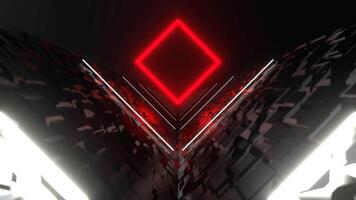 White and Red Cyber Corridor with Neon Portal Background VJ Loop in 4K video