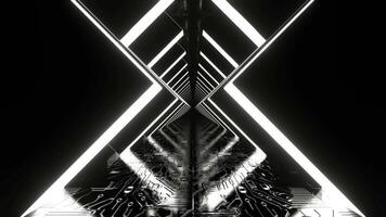 White Cyber Corridor with Neon Glowing Figure Arches Background VJ Loop in 4K video