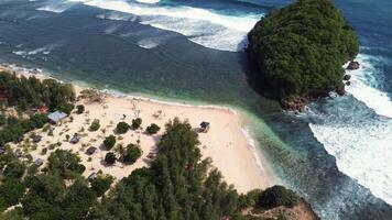 Smooth Drone Tilt Over Tropical Shoreline, East Java, Indonesia video