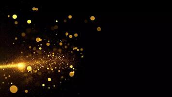 Glowing golden particle field animation loop video