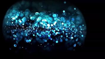 Blue glowing bokeh particle field loop video