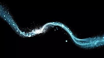 Blue swirling glowing particle stream animation video