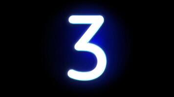 Looped animation of neon number three video