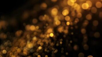 Festive golden bokeh light particle field video