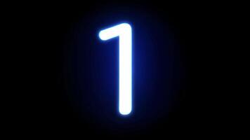 Animated number one in blue neon style video