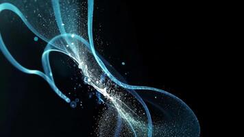Blue liquid stream effect with glowing particles video