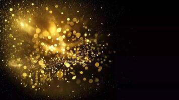 Golden particles bokeh light explosion background video