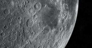 Mare Nectaris in the lunar surface of the moon in rotation video