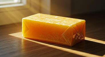 A soap bar sitting on a table photo