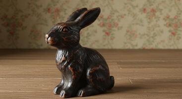 A black and brown rabbit statue photo