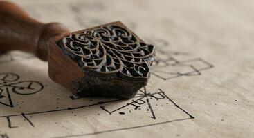A rubber stamp with a design on it photo