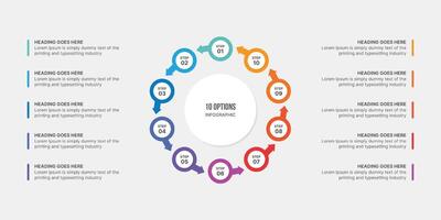 Cycle Arrow Infographic Template Design With 10 Steps, Process Workflow Diagram vector