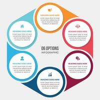 6 Options Circular Cycle Unique Infographic Template Design vector