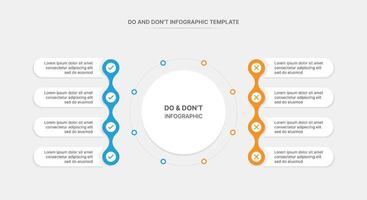 Dos and Don't, Pros and Cons, Vs, Versus Comparison Circle Infographic Design Template vector