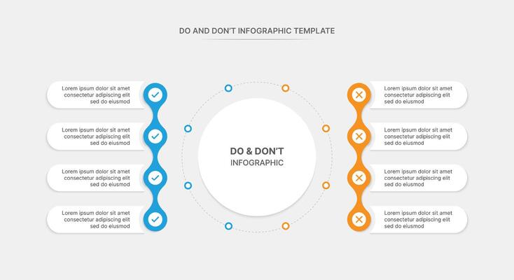 Dos and Don't, Pros and Cons, Vs, Versus Comparison Circle Infographic Design Template