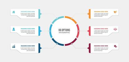 Six Options Circular Cycle Infographic Template Design vector