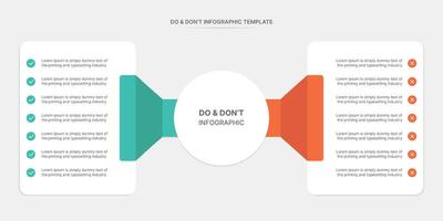 Dos and Don'ts, Pro and Con, Vs, Versus Comparison Circle Infographic Design Template vector