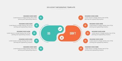 Do and Don'ts, Pros and Cons, Vs, Versus Comparison Circle Infographic Design Template vector