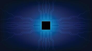 hi tech computer chip on blue circuit board background vector