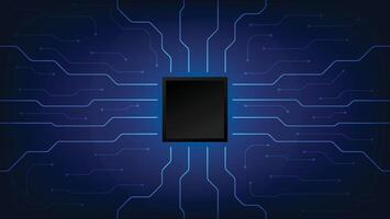 circuit board background with computer chip vector
