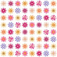 Creative background with 3D colorful flowers. Summer seamless graphic square pattern. Decorative floral texture. Daisies and camomile flowers. Cute backdrop. Textile design. Artistic frame. vector