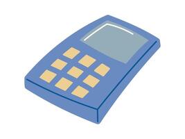 flat isolated illustration of a blue calculator with buttons and display. Ideal for school, math, finance, accounting, and educational themed graphic projects vector