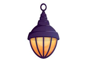 Vintage glowing lantern with light and dark top. isolated cartoon illustration for fairytale, festive, or fantasy design, game assets, and decorative elements. vector