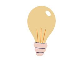 isolated flat illustration of a glowing electric light bulb with soft lines and minimal design. Great for education, creativity, ideas, energy concepts, and school projects. vector