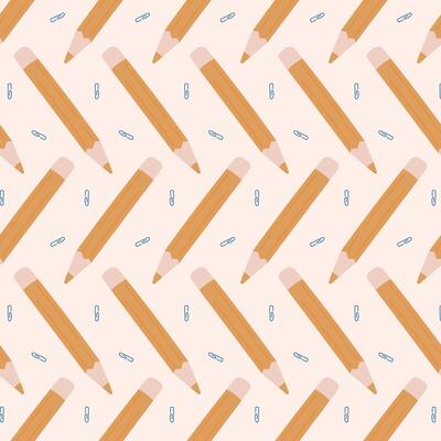 Seamless pattern with hand drawn pencils. Ideal for school themed designs, kids products, wrapping paper, textile, backgrounds, and digital stationery.