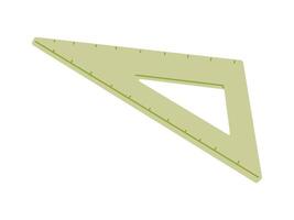 flat isolated illustration of a green triangle ruler. Ideal for school supplies, geometry tools, math education, drawing, or back to school design projects. vector