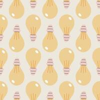 seamless pattern with glowing electric light bulb with soft lines and minimal design. Great for education, creativity, ideas, energy concepts, and school projects. vector