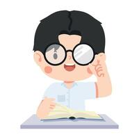 School Student Reading at Desk vector