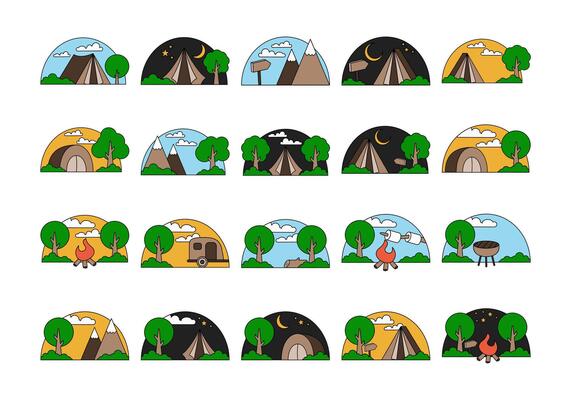 Camping Time Sticker Element
