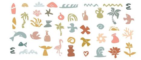Boho summer elements collection for creative design projects vector
